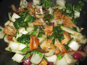 bok choy chicken and red onions