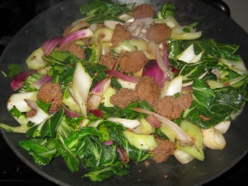 Bok choy & meatballs