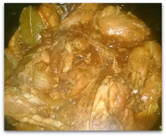 Chicken adobo in a pot