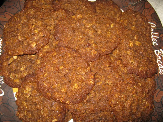 golden brown gluten free oatmeal cookies on plate