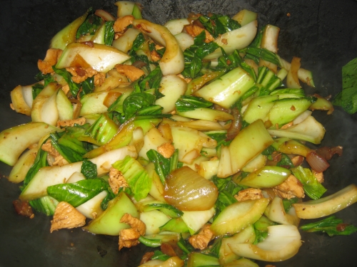 Bok choy onions and chicken