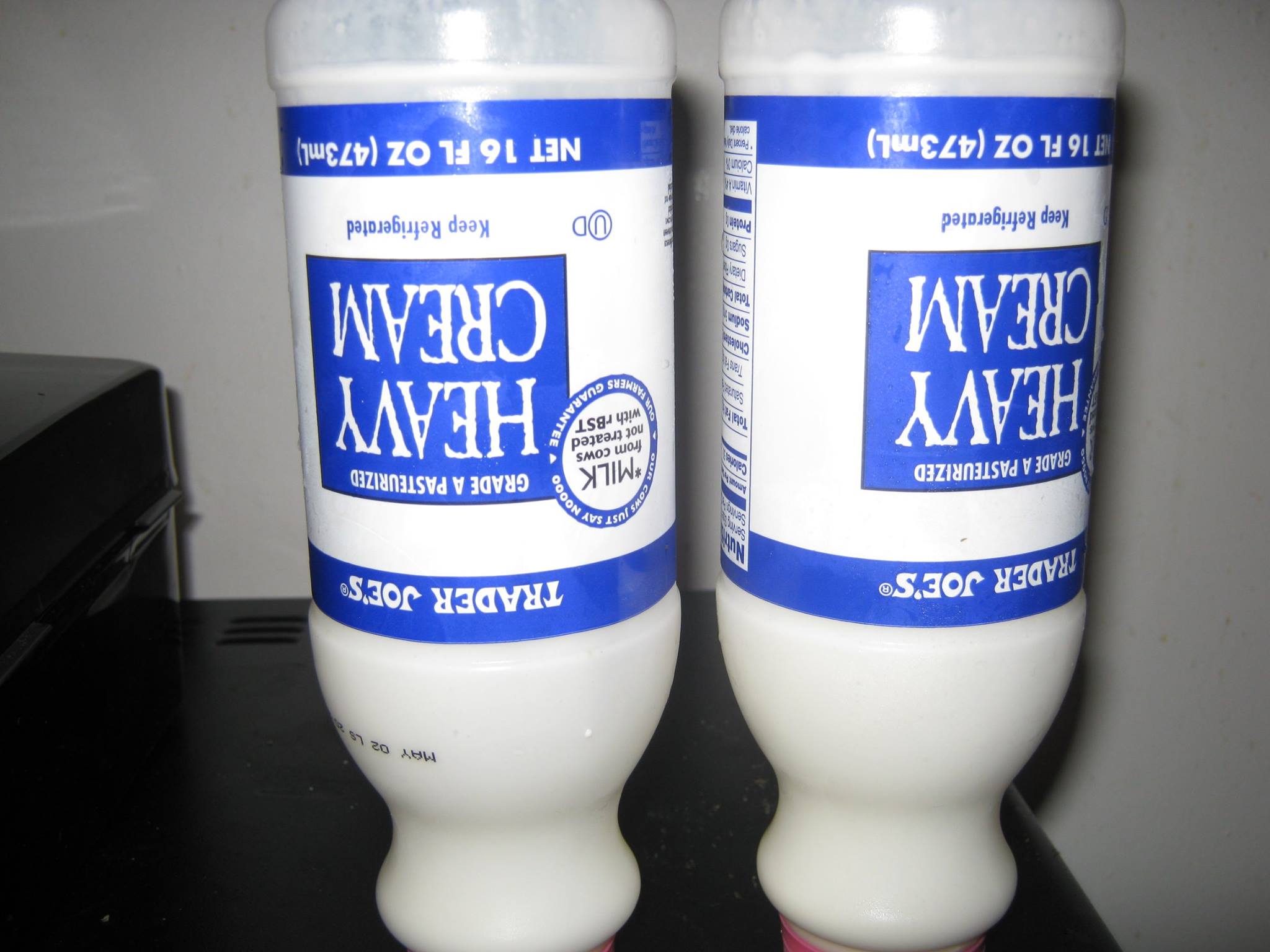 Two 16 oz bottles of heavy cream