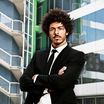 African American man afro suit