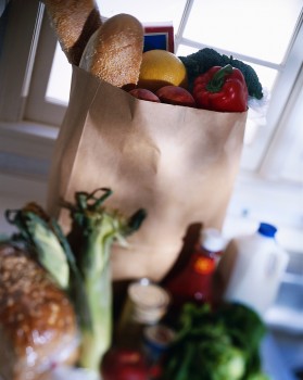 Bag of groceries and food
