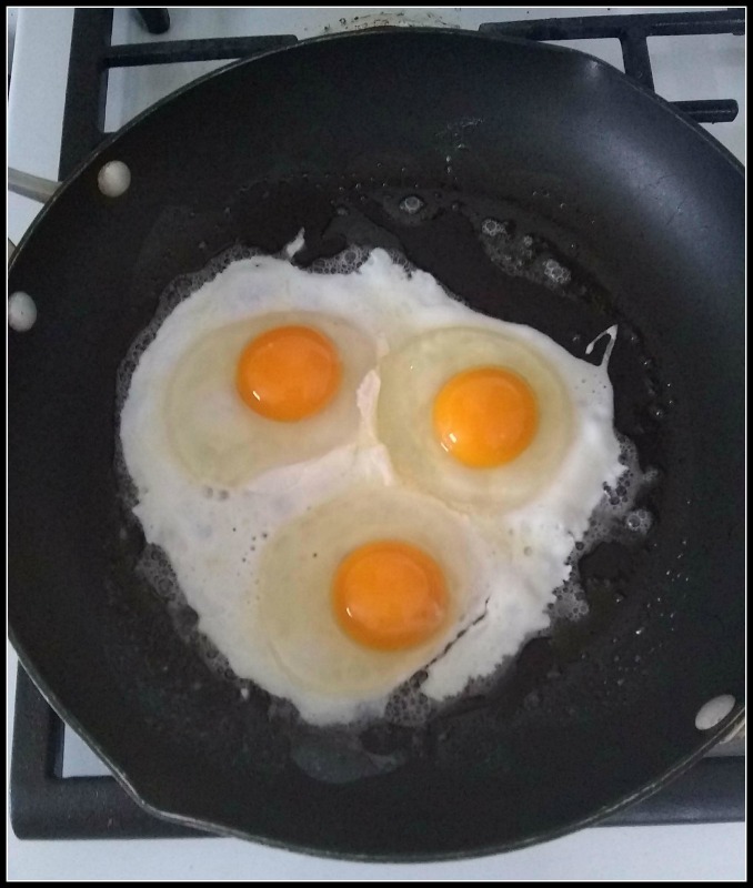 sunny side eggs in a pan