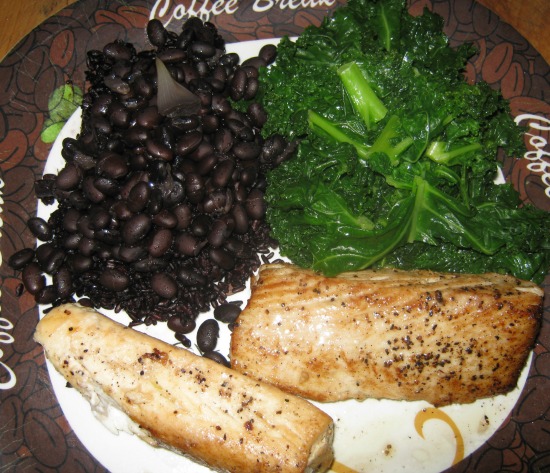 Picture of kale mahi mahi and black beans