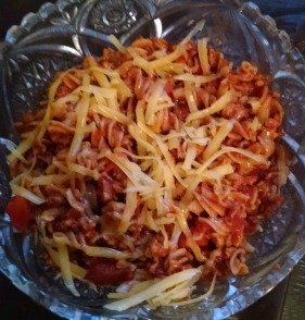 Brown rice pasta with grated cheese